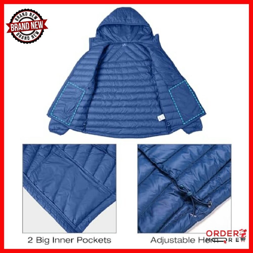Lightweight Packable Down Puffer Jacket Hooded Wi… - image 5